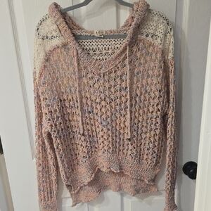 Pol Open Knit Hoodie Oversized Small